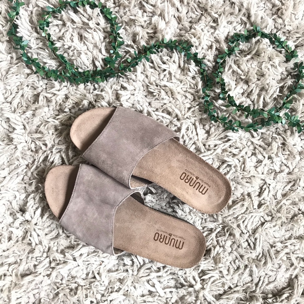 Munro Taupe Suede Laya Wedge Comfort Slide